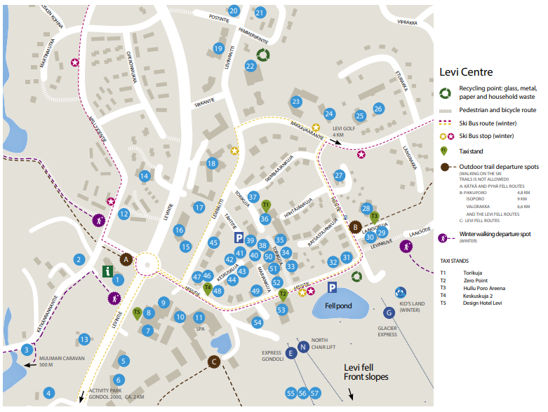 Levi village centre map