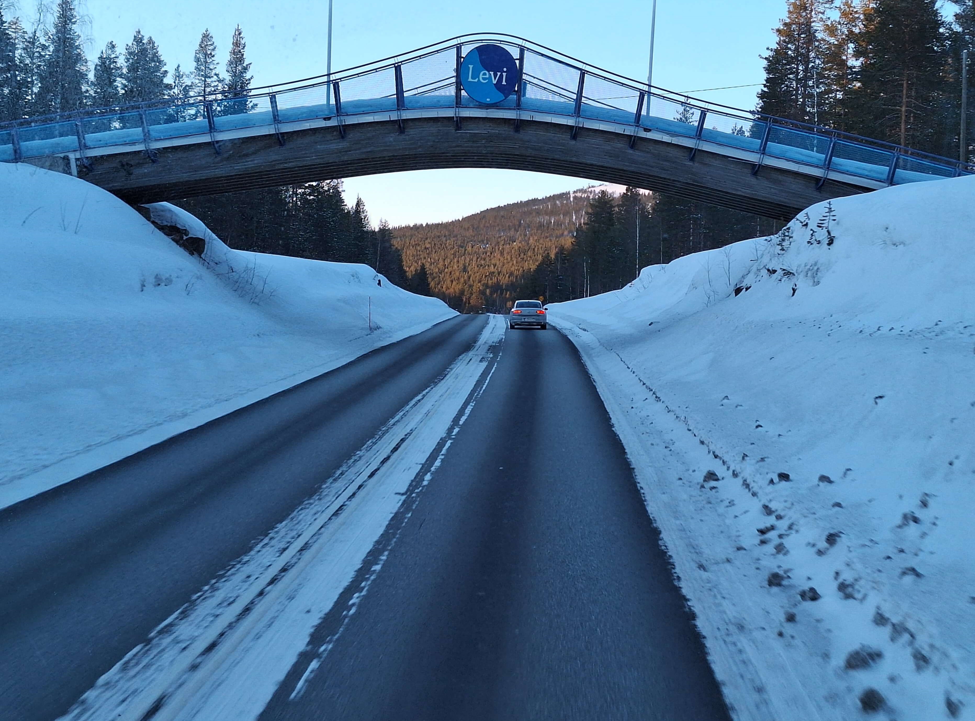 Arriving in Levi Ski Resort after a 2-hour bus journey from Rovaniemi