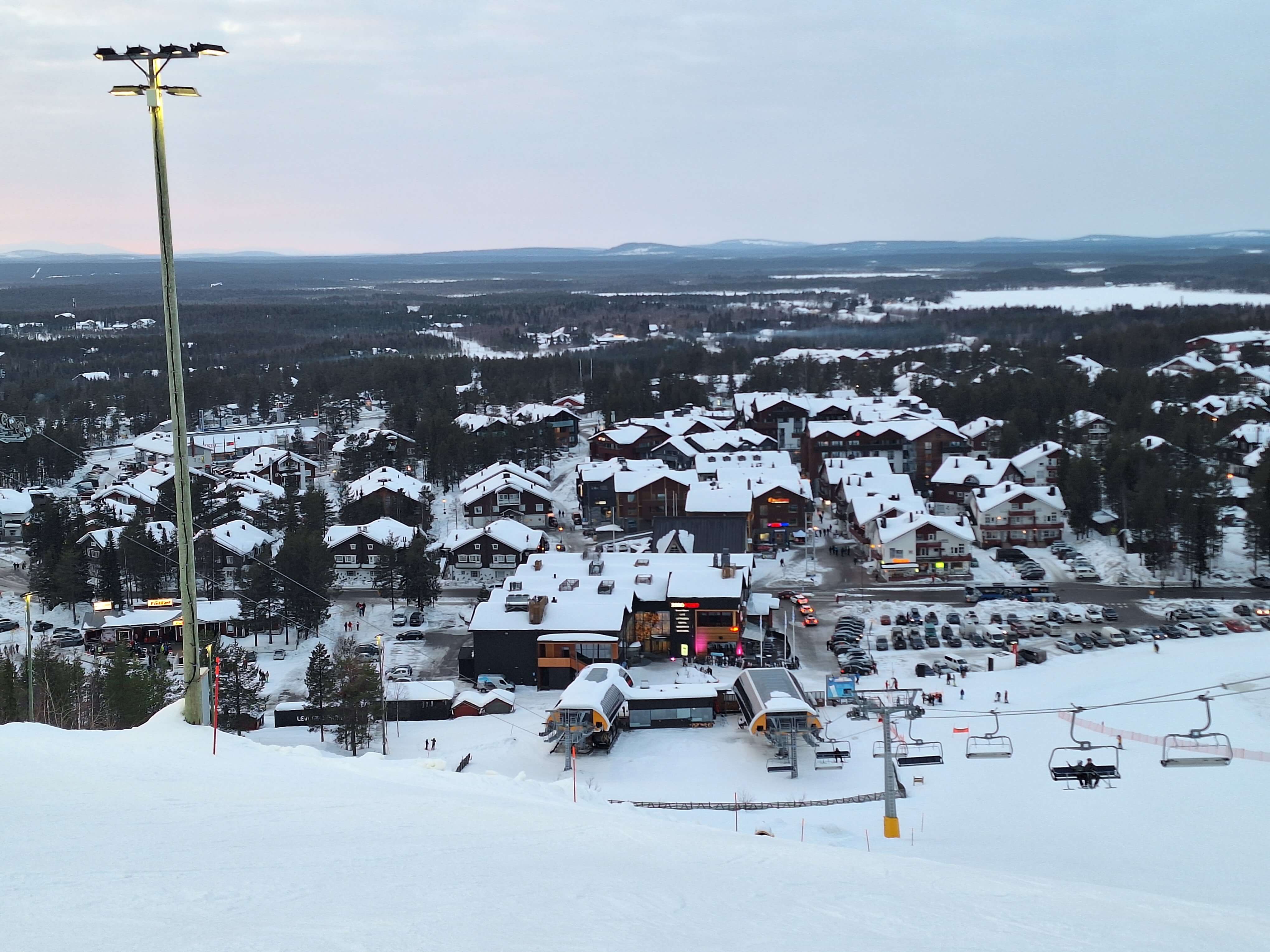 A view on Levi, Finland from the skiing slopes.