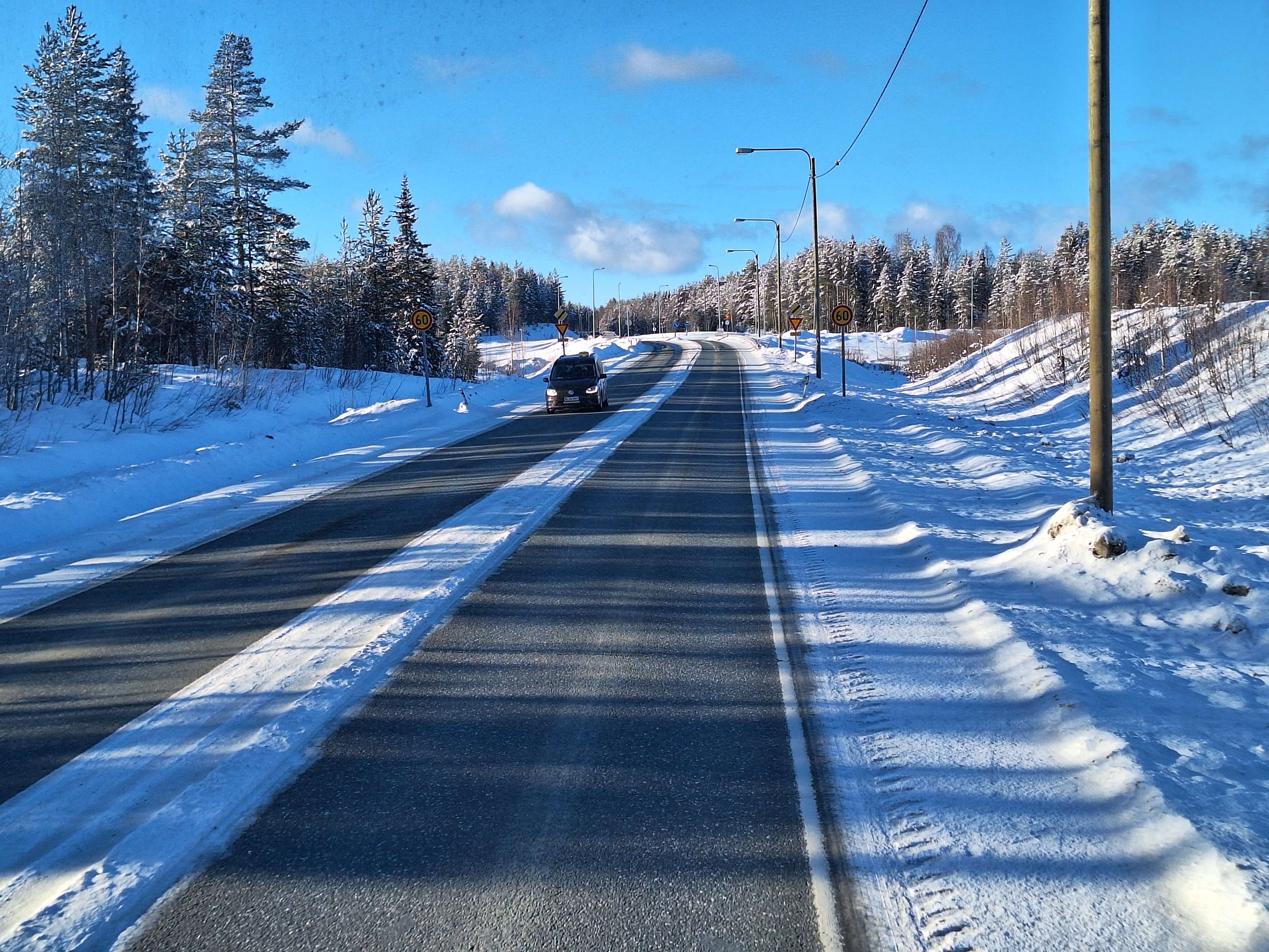 Snowy roads in Finnish Lapland.