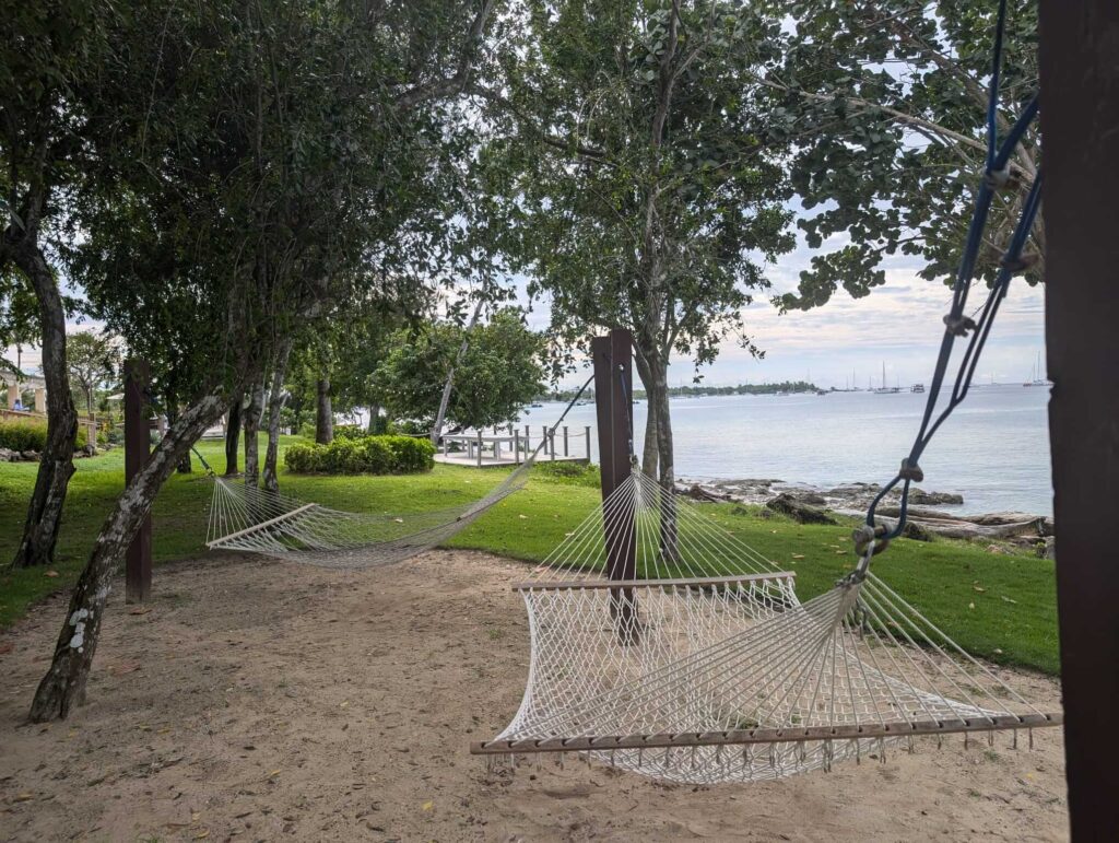 At the far end of the Hilton La Romana Family, there's a peaceful spot with hammocks.