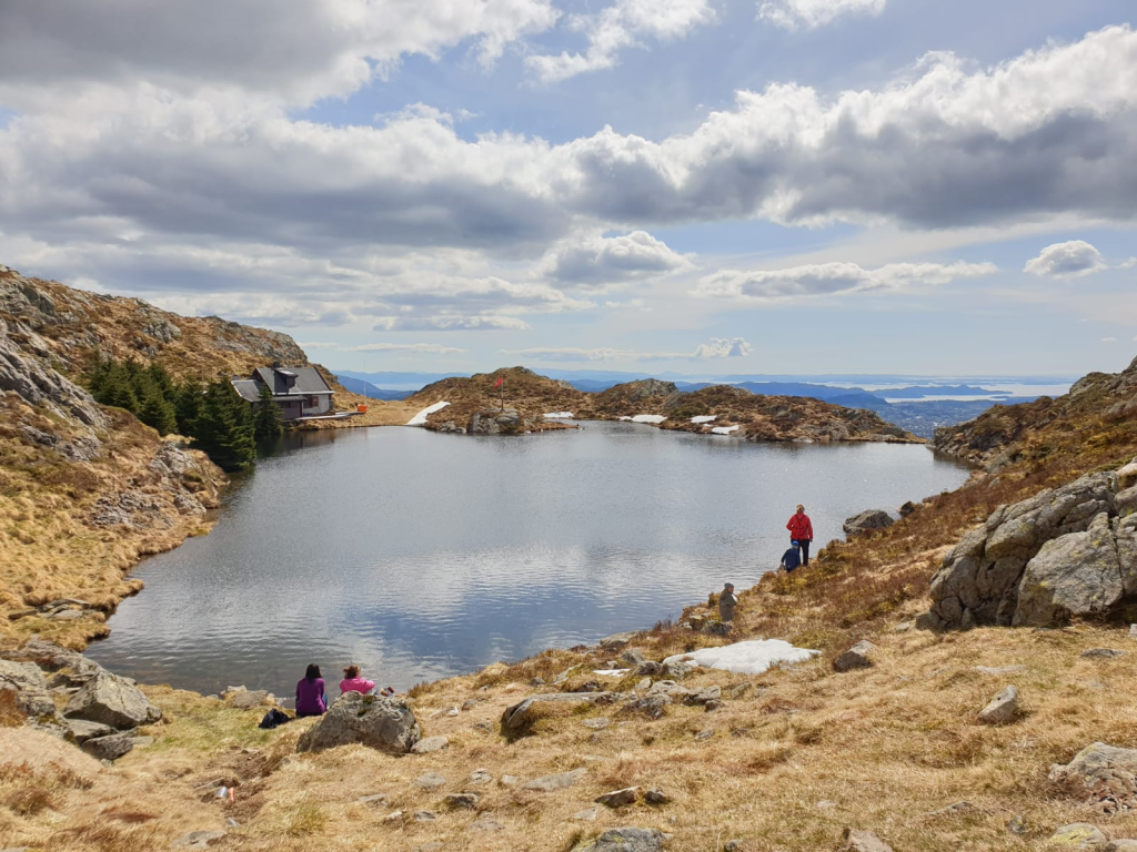 Small serene lakes along the hiking trail between Mount Ulriken and Mount Fløyen in Bergen.
